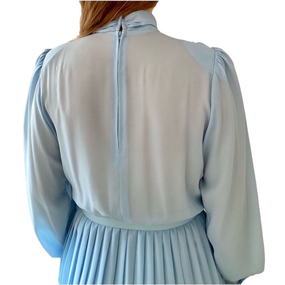 Vintage | D'Allairds Cocktail Semi-Sheer Midi Dress Pleated Classic Size S/M - Picture 7 of 14